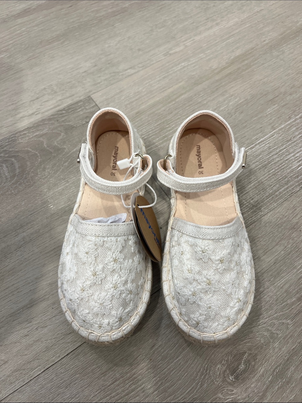 Mayoral White Floral Lace Espadrille Mary Jane for Kids